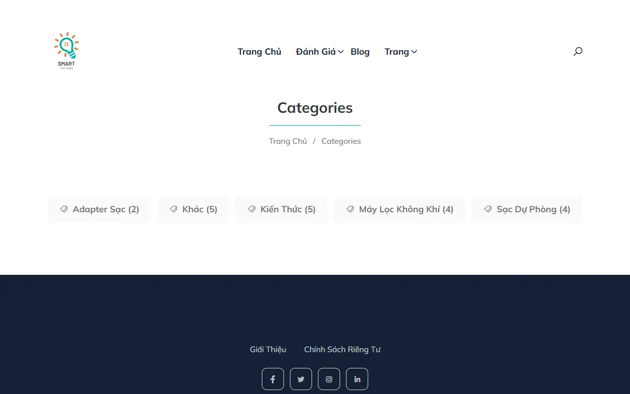 The categories page