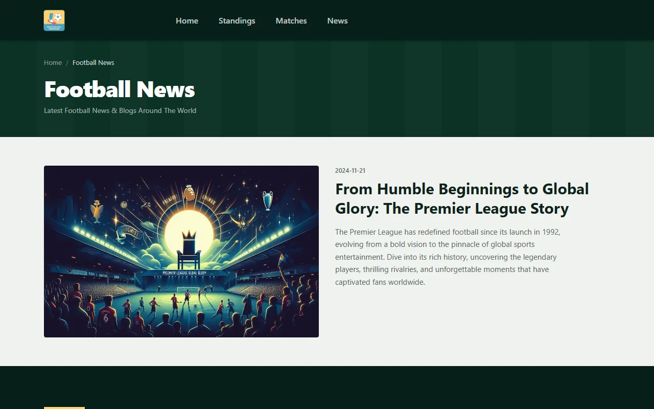 The news page with a featured story